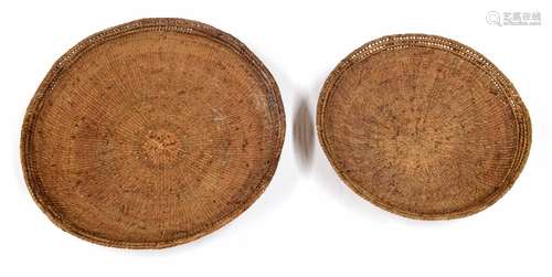 Two circular woven baskets, possibly North American, 16