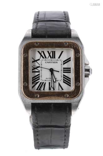 Cartier Santos 100 stainless steel and gold automatic gentleman's wristwatch, ref. 2878, serial