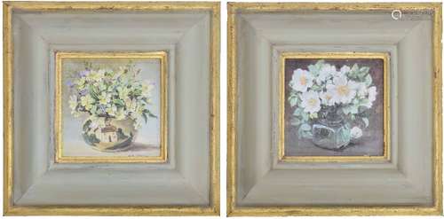 Anne Cotterill (20th/21st century) - 'Heartsease and Forget Me Nots', signed, also inscribed with