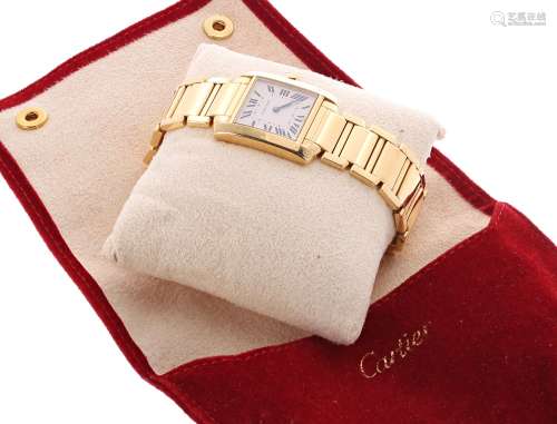 Cartier Tank Francaise 18ct mid-size bracelet watch, ref. 1821, serial no. MG245xxx, quartz, 97gm,