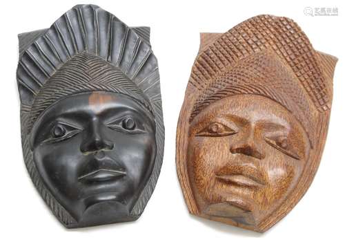 West African, Benin - carved ebony wall mask, 14.5