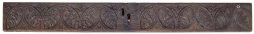 Late 17th century carved oak drawer front panel, 33