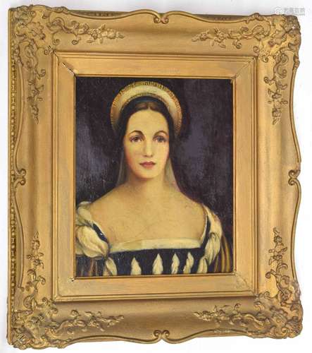 British School (19th/20th century) - Portrait of a lady head and shoulders wearing a black and white