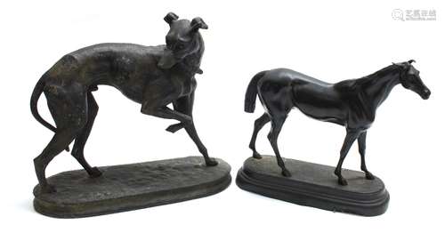 After C. Valton - patinated spelter figure of a horse, impressed signature to base, 10