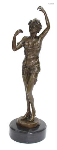 Aldo Vitaleh (20th century) - patinated bronze study of a semi nude dancer, modelled on a circular