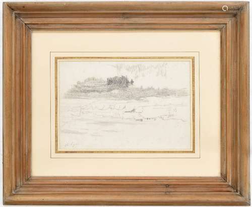 Charles-Jean Agard (French 1866-1950) - Study of a landscape with a wood in the distance, pencil