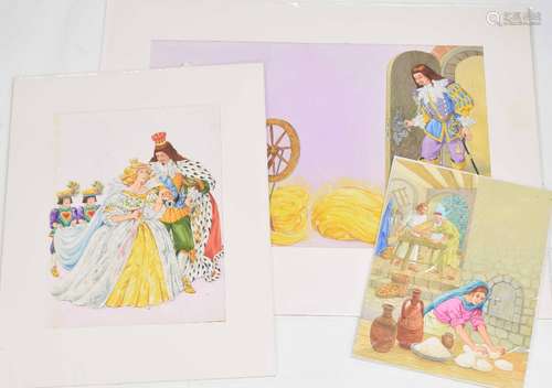 Anna and Danuta Dzierzek- Twelve original book illustrations for Rumpelstiltskin, watercolour and