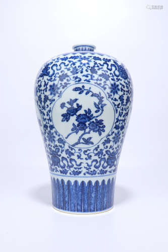 a blue and white porcelain meiping,qing dynasty