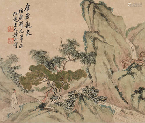 黄山寿 1855～1919 庐岳观泉 镜片 设色纸本