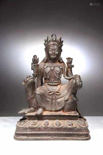 LARGE MANJUSHRI RIDING A DHARMA LION