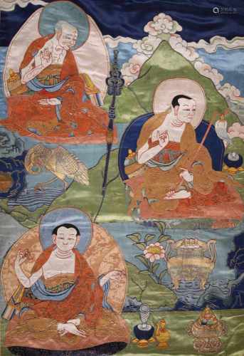 THANGKA DEPICTING THREE ARHATS