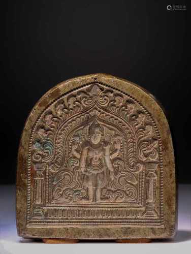 SILVER FORM DEPICTING VISHNU