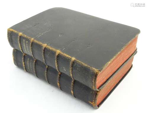 Books: Early 20thC religious texts in two volumes, bound in leather with red page edges, the