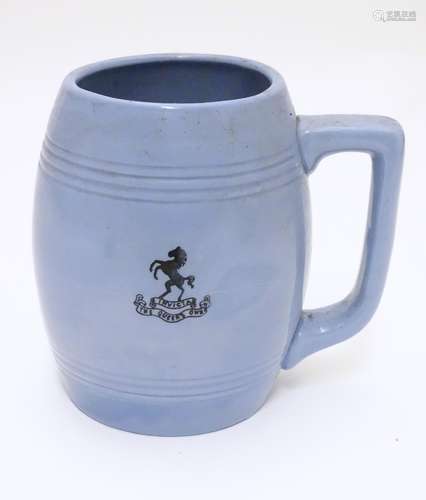 Militaria: a mid 20thC ceramic pint mug, marked with the insignia of The Queen's Own Royal West Kent