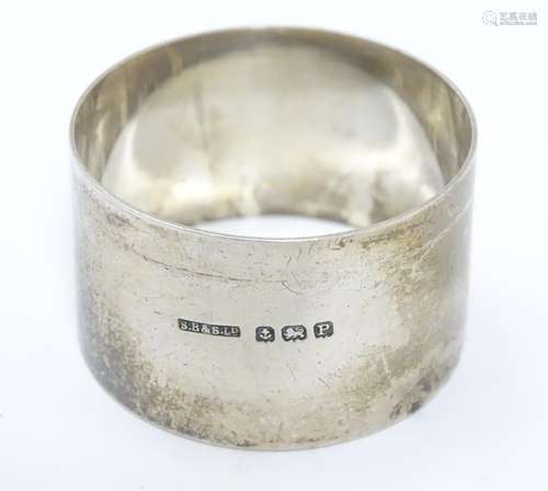 A silver napkin ring hallmarked Birmingham 1939 maker S Blanckensee & Son Ltd Please Note - we do