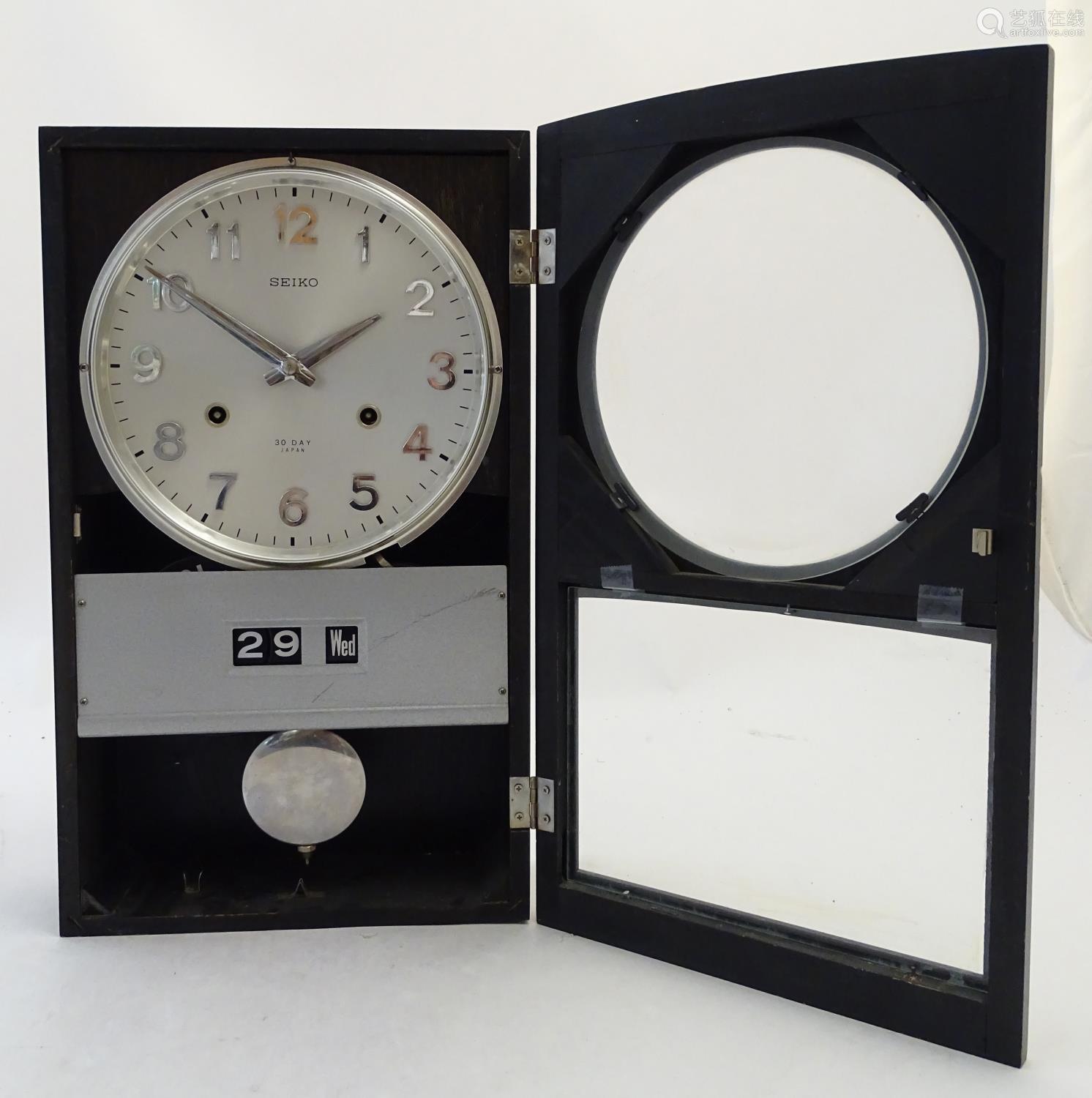 Vintage Retro, Mid-Century: a 30 Day wall clock by Seiko, Japan, the 8 1/2