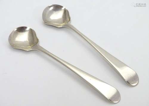 A pair of Geo III silver salt shovels. Hallmarked London 1782 maker George Smith. Approx 4