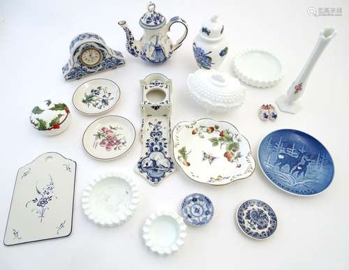 A quantity of assorted ceramics to include two Royal Copenhagen miniature plates with hand painted