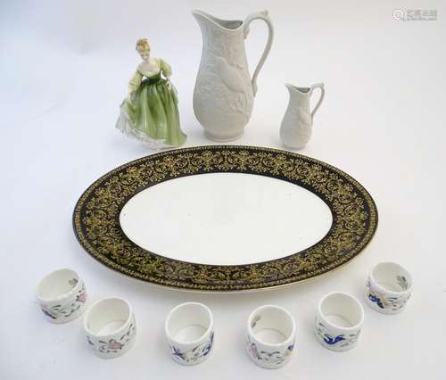 A quantity of assorted ceramic wares to include a Wedgwood oval serving dish / meat platter in the