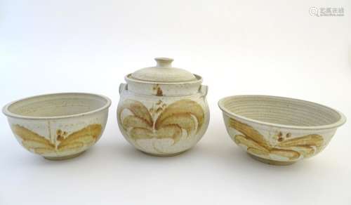 Three items of studio pottery by Ernest Bernard Jones of Beaford, North Devon, comprising two