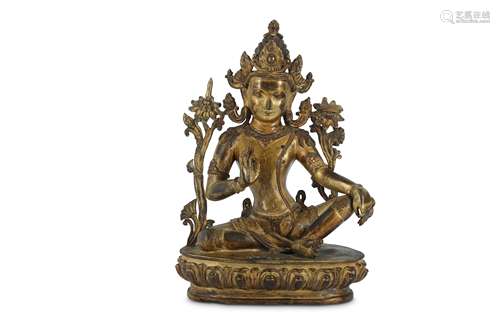 A CHINESE GILT-BRONZE FIGURE OF A BODHISATTVA.