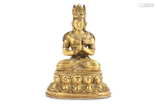 A CHINESE GILT-BRONZE FIGURE OF A BODHISATTVA.