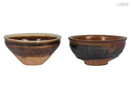 A CHINESE JIAN BOWL AND A WHITE-RIMMED TEABOWL.