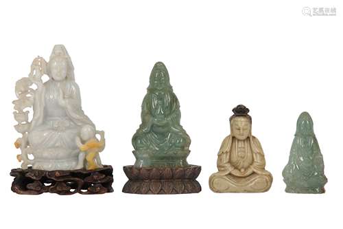 FOUR CHINESE CARVINGS OF GUANYIN.