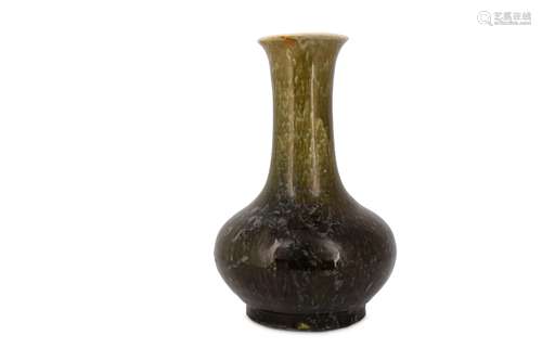 A CHINESE OLIVE GREEN-GLAZED BOTTLE VASE.