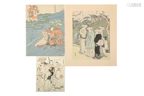 THREE WOODBLOCK PRINTS BY SHUNZAN AND SHUNTEI.