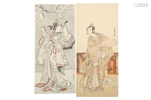 TWO WOODBLOCK PRINTS BY SHUN’EI AND SHUNSHO.