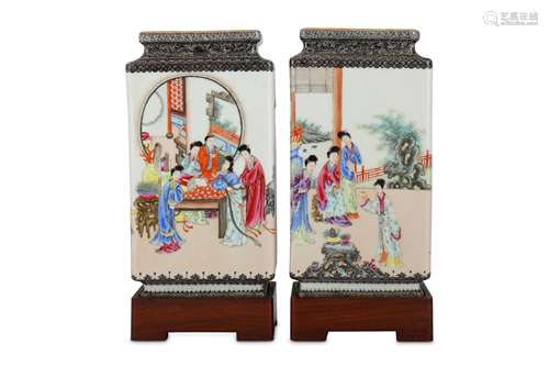 A PAIR OF CHINESE FAMILLE ROSE 'LADIES' VASES.