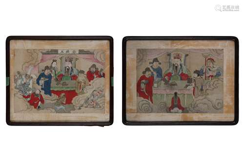 TWO CHINESE PAINTINGS OF FINAL JUDGMENT.