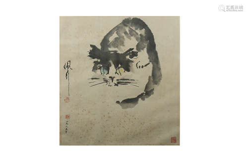 A CHINESE PAINTING OF A CAT.