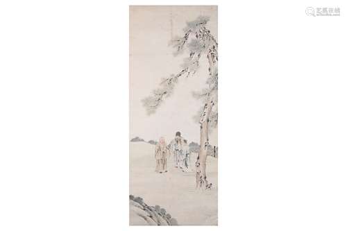 A CHINESE HANGING SCROLL PAINTING OF FIGURES.