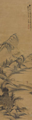 戴以恒（1826-1891）  秋山策杖 设色纸本立轴