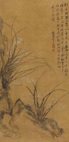 赵之琛（1781-1852）  空谷幽兰 设色绢本立轴