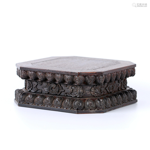 A Rosewood Carved Octagonal Buddha Seat