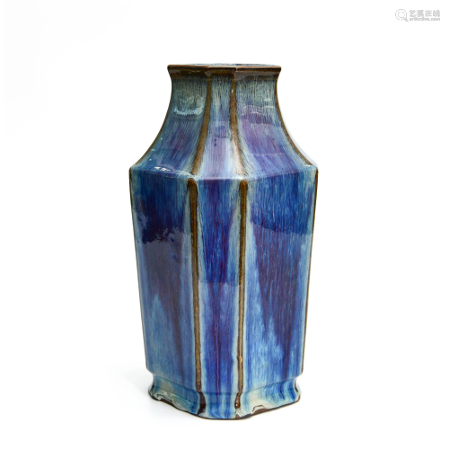 A Fancy Glaze Porcelain Square Vase