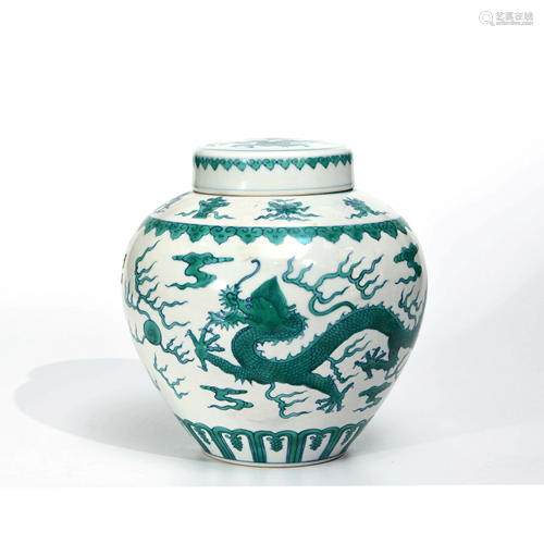 A Doucai ‘Green Dragon’ Porcelain Jar with Cover