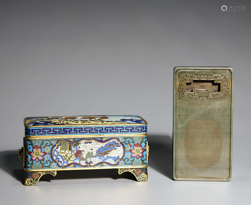 A Cloisonne Enamel Inkstone Box