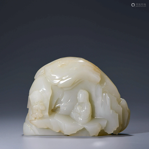 A White Jade Figure Carved Rockery Ornament