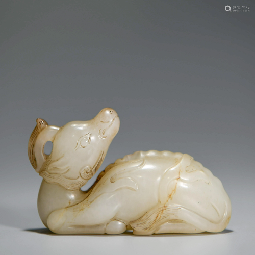 A White Jade Carved Beast Ornament