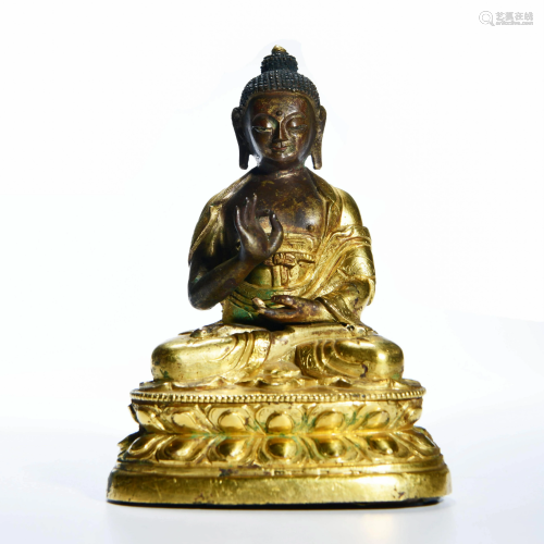 A Gild Copper Statue of Amoghasiddhi Buddha