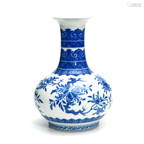 A Blue and White Floral Porcelain Vase