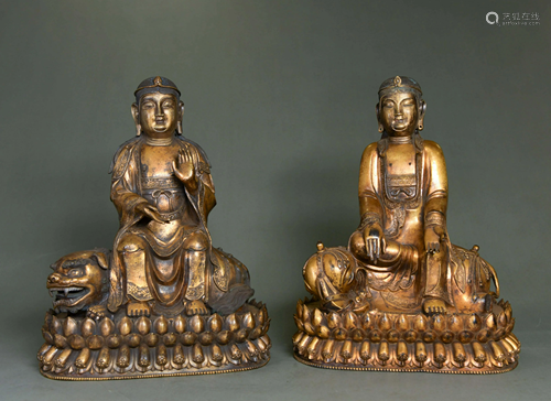 A Gild Copper Bodhisattva Statue