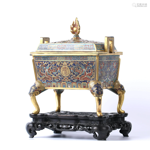 A Cloisonne Enamel ‘Dragon’ Incense Burner