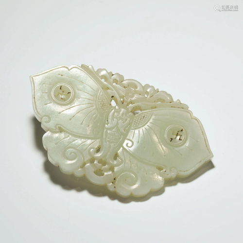 A Hetian Jade Carved Butterfly Pendant