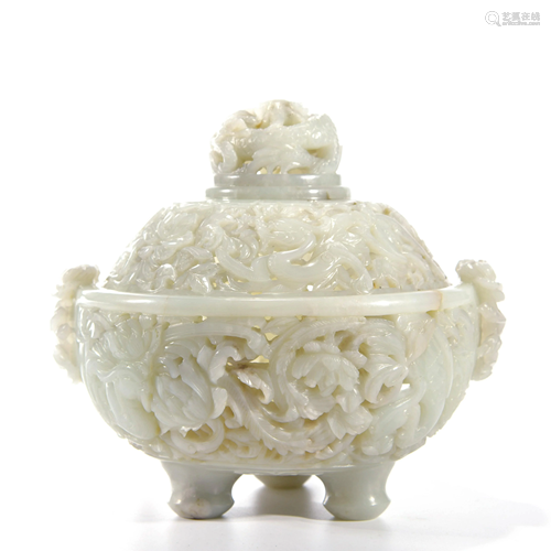 A White Jade Carved Incense Burner