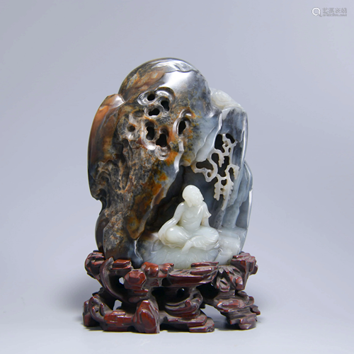 A Hetian Jade Carved Rockery Ornament